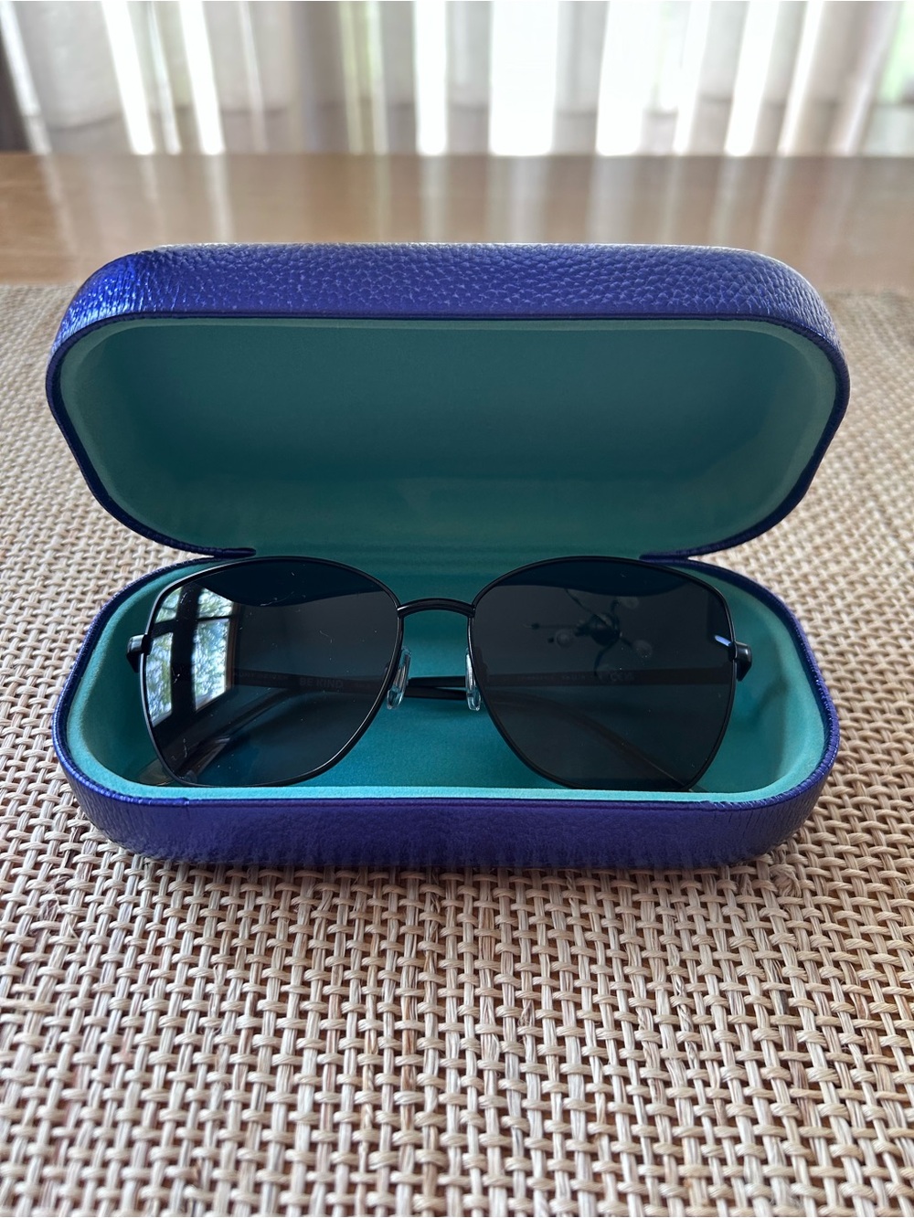 KGL 58mm Black Metal Cat-Eye Frame and Dark Lens Sunglasses w/Case.